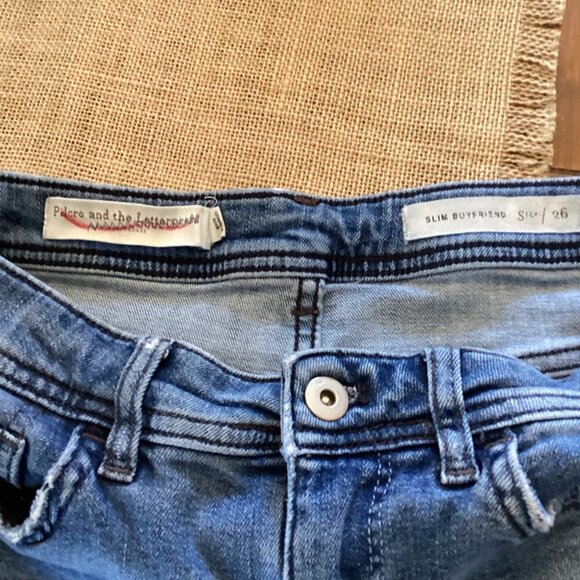 Pilcro And The Letterpress Slim Boyfriend Denim‎ Shorts Size 26 Raw Hem - Picture 2 of 9